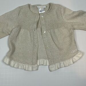 Chloé Beige and Gold Baby Cardigan with Ruffle Hem